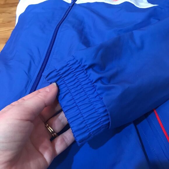 Vintage Adidas Mesh Lined Windbreaker Jacket Bue White Sz XL - Picture 10 of 16